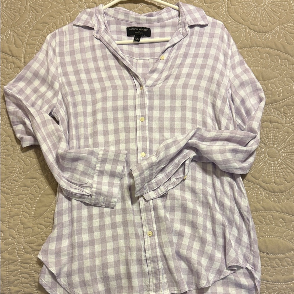 Banana republic Lavender Plaid Button Down Shirt